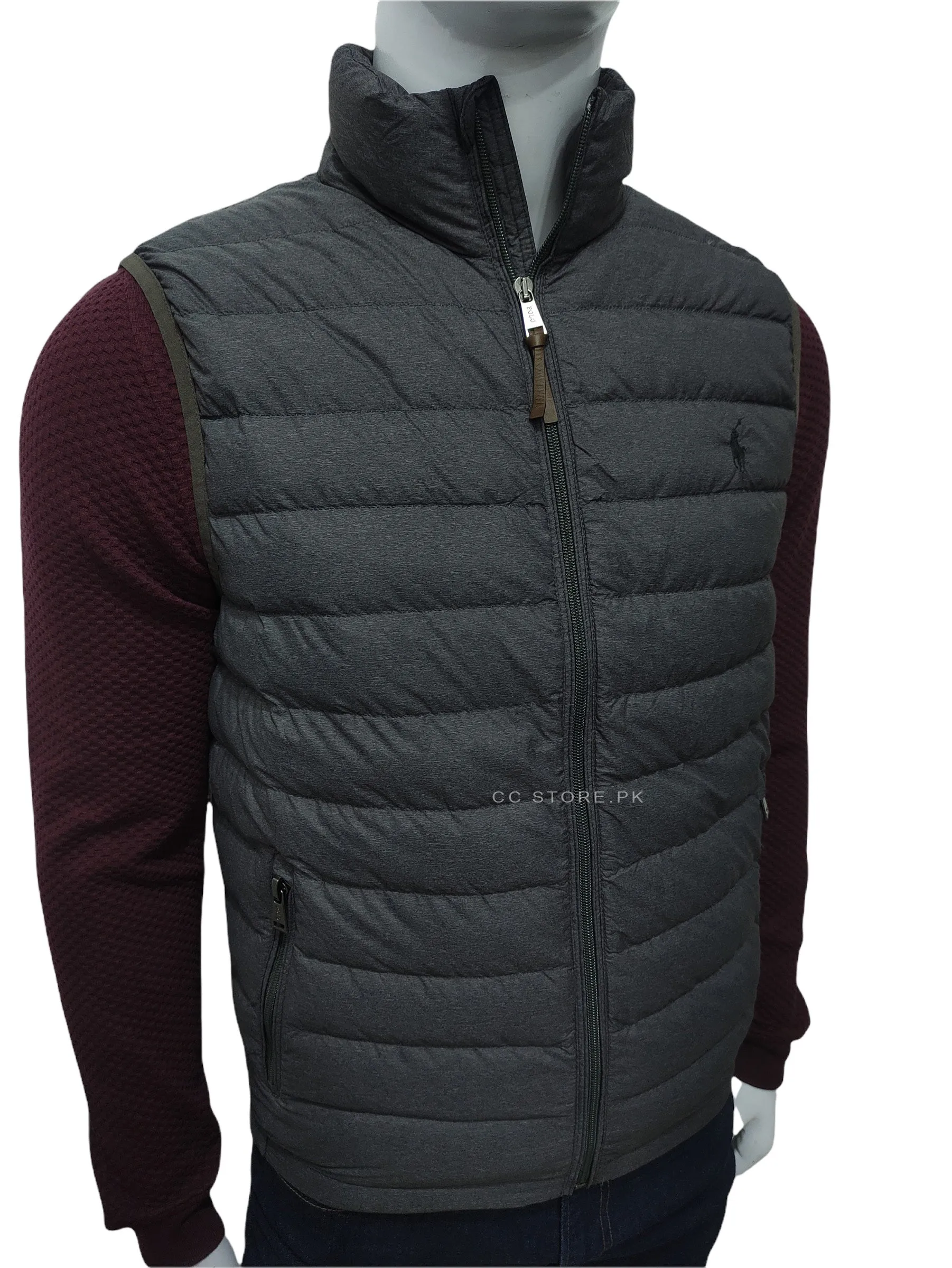 RL Packable Down Sleeveless Grey Puffer Jacket