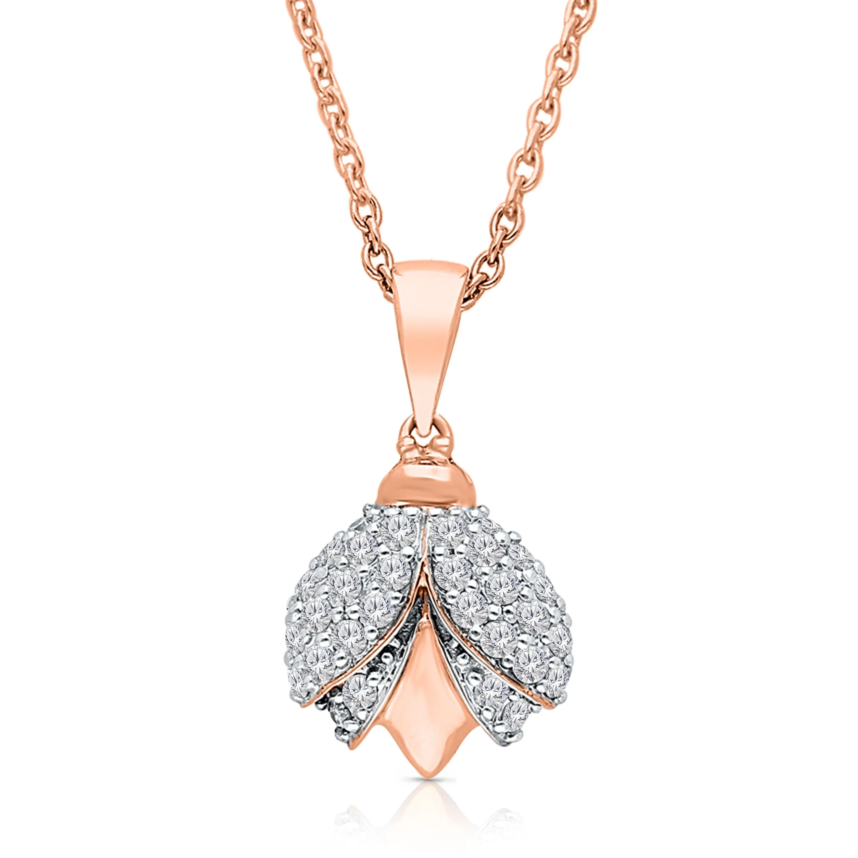 Rose Gold & White Diamond Beetle Pendant