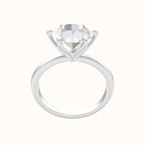 Rounded Solitaire Engagement Ring With Petal Six Prong Head