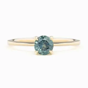 Sara Ring - 5mm 0.55ct Teal Blue Montana Sapphire