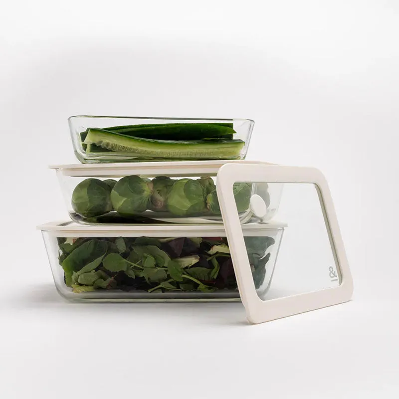 Seed & Sprout Eco Stow Rectangular Glass Container Set - 3 pack