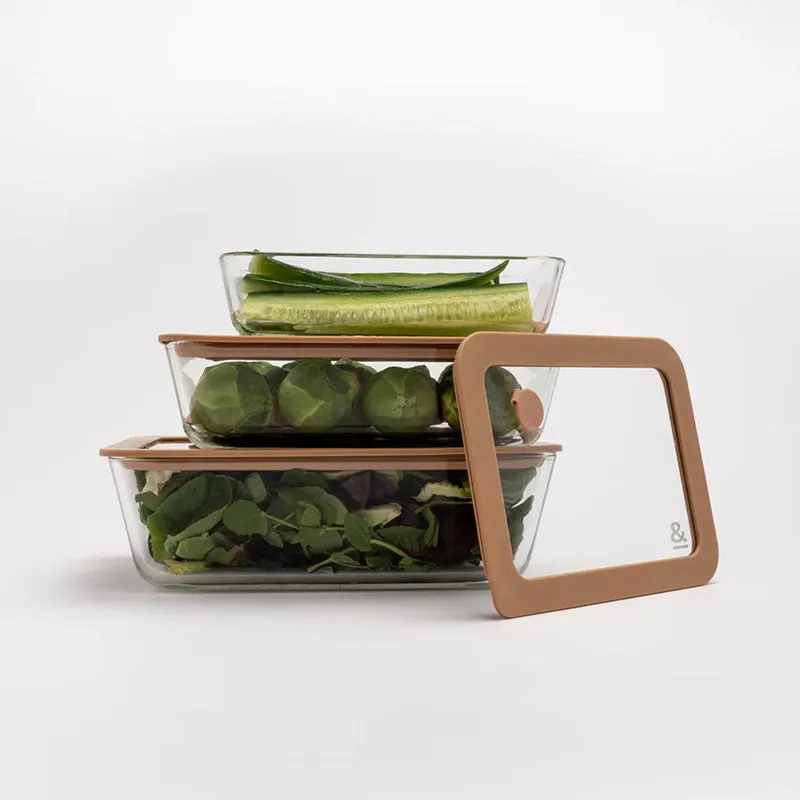 Seed & Sprout Eco Stow Rectangular Glass Container Set - 3 pack