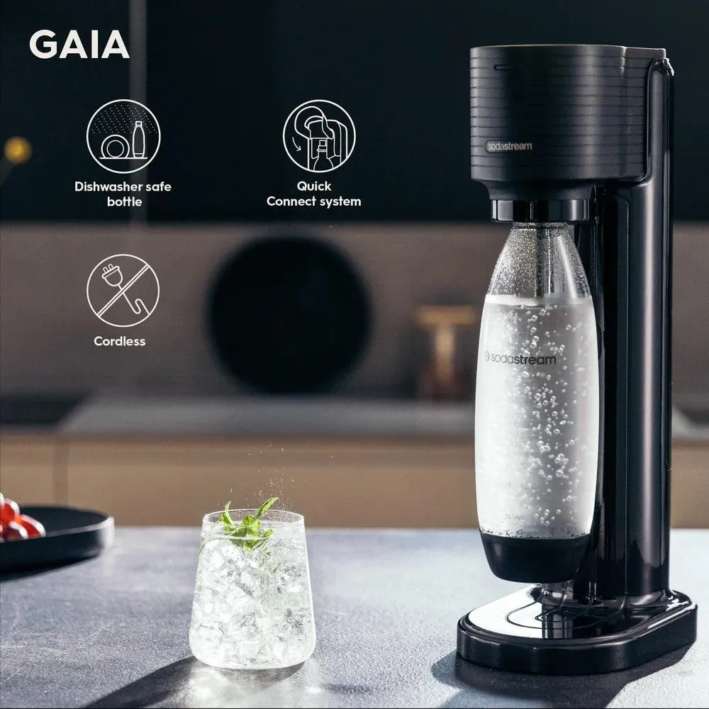 Sodastream Gaia Starter Pack Soft Fizzy Drink Sparkling Maker Soda Stream Black