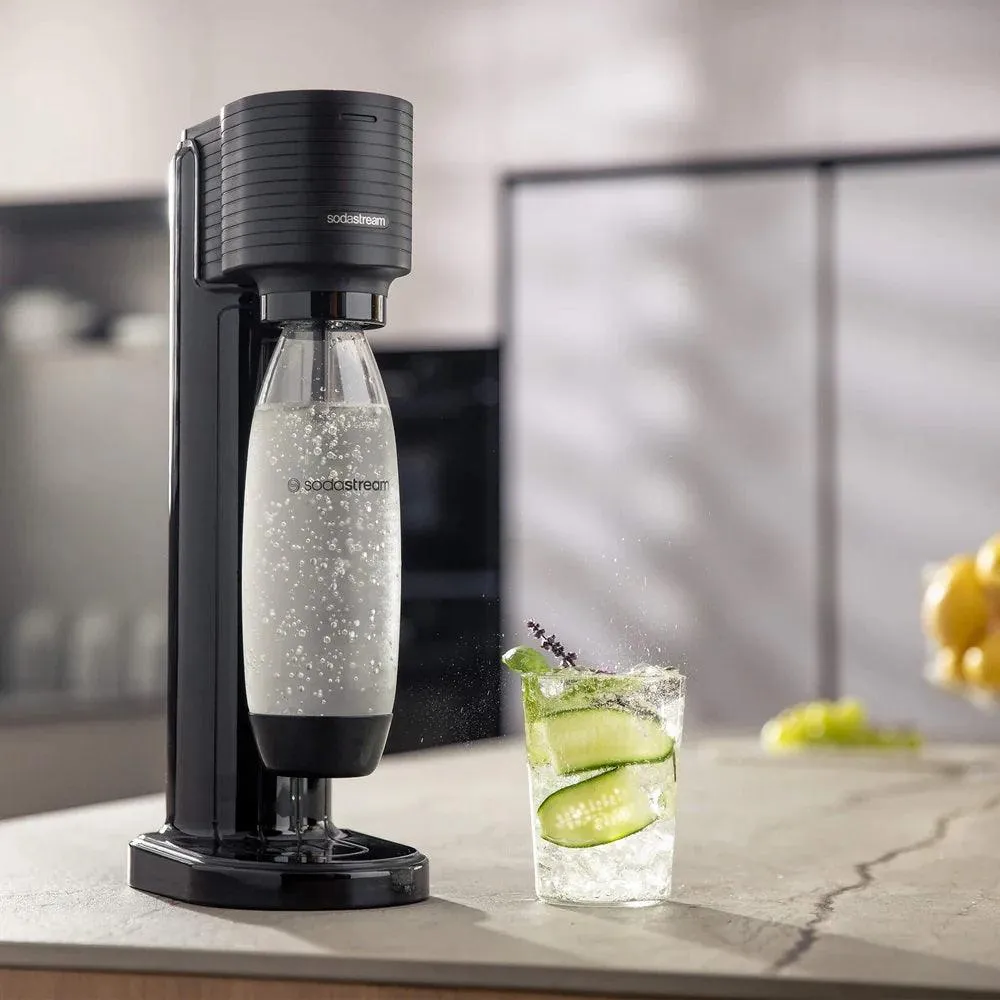 Sodastream Gaia Starter Pack Soft Fizzy Drink Sparkling Maker Soda Stream Black