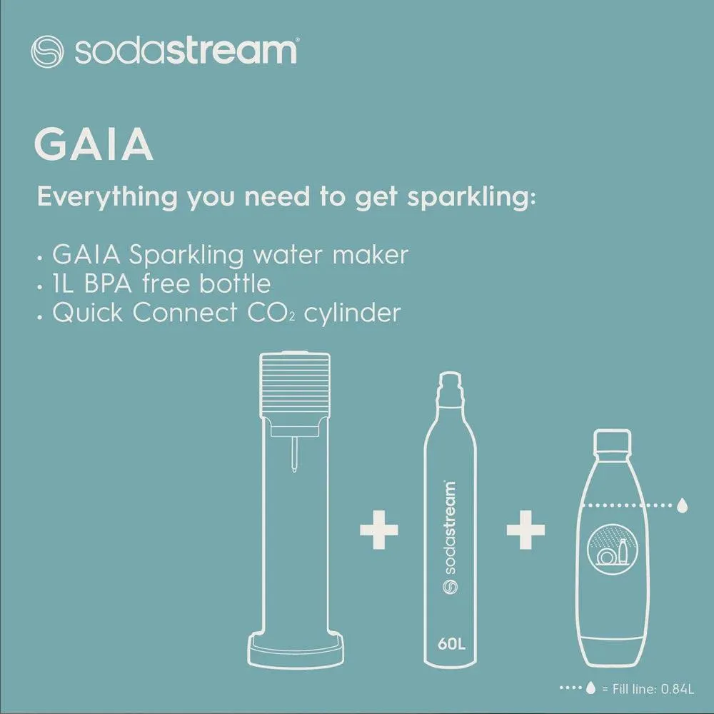 Sodastream Gaia Starter Pack Soft Fizzy Drink Sparkling Maker Soda Stream Black