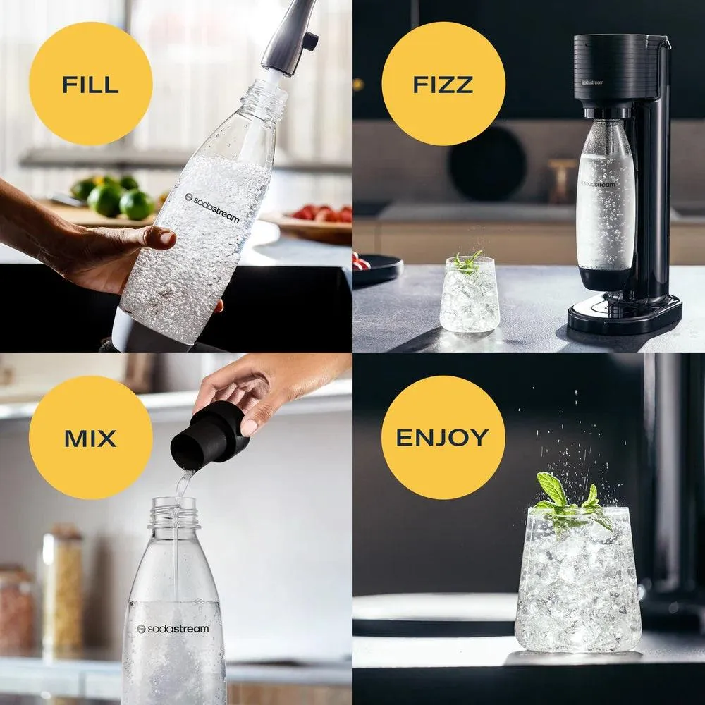 Sodastream Gaia Starter Pack Soft Fizzy Drink Sparkling Maker Soda Stream Black