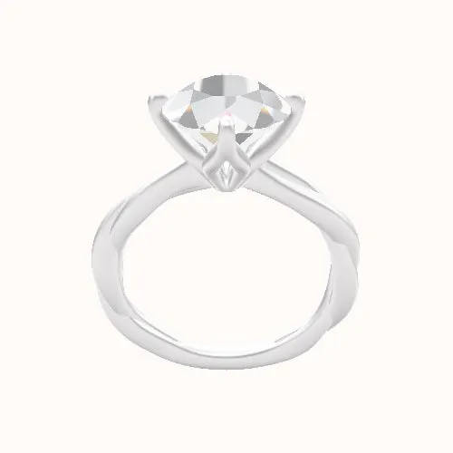 Solitaire Rope Engagement Ring With Petal Compass Prong Head