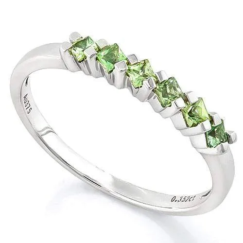 SPARKLING ! 4/5 CARAT (6 PCS) GREEN SAPPHIRE (VS) 9KT SOLID GOLD BAND RING