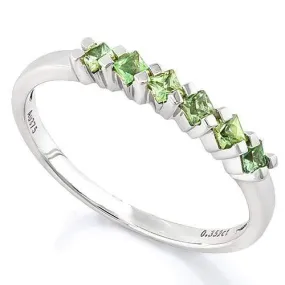 SPARKLING ! 4/5 CARAT (6 PCS) GREEN SAPPHIRE (VS) 9KT SOLID GOLD BAND RING