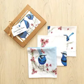 Splendid Blue Wren Handkerchief 3 pack