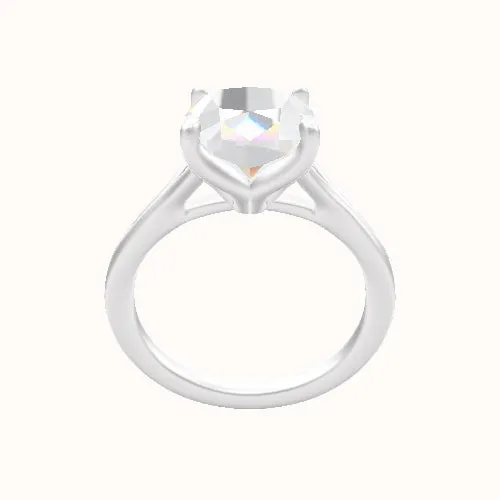 Split Cathedral Engagement Ring With Petal Four Prong Head