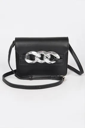 Square Bag Chain Front Black