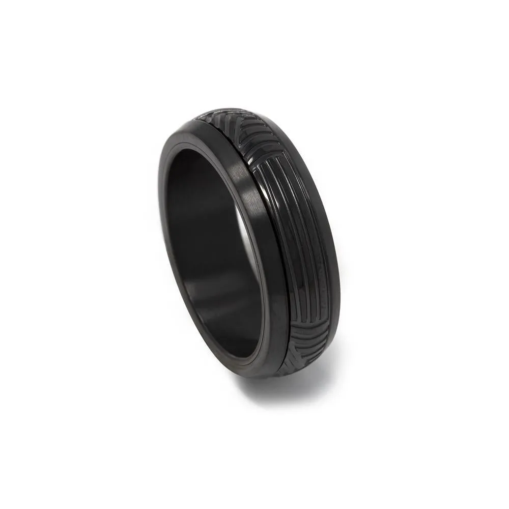 Stainless St. Black IP Ring