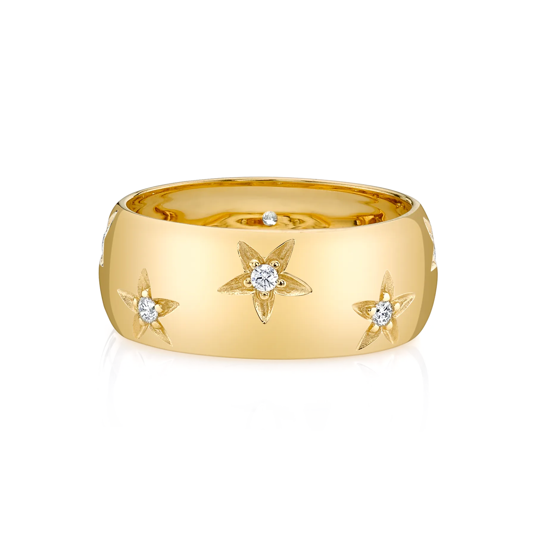 Star Band - White Diamond / 14k Yellow Gold