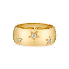 Star Band - White Diamond / 14k Yellow Gold