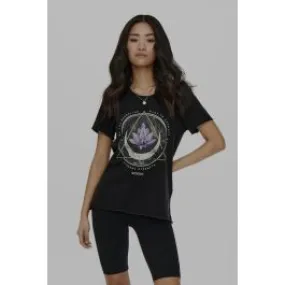 T-shirt con logo lotus donna Nero