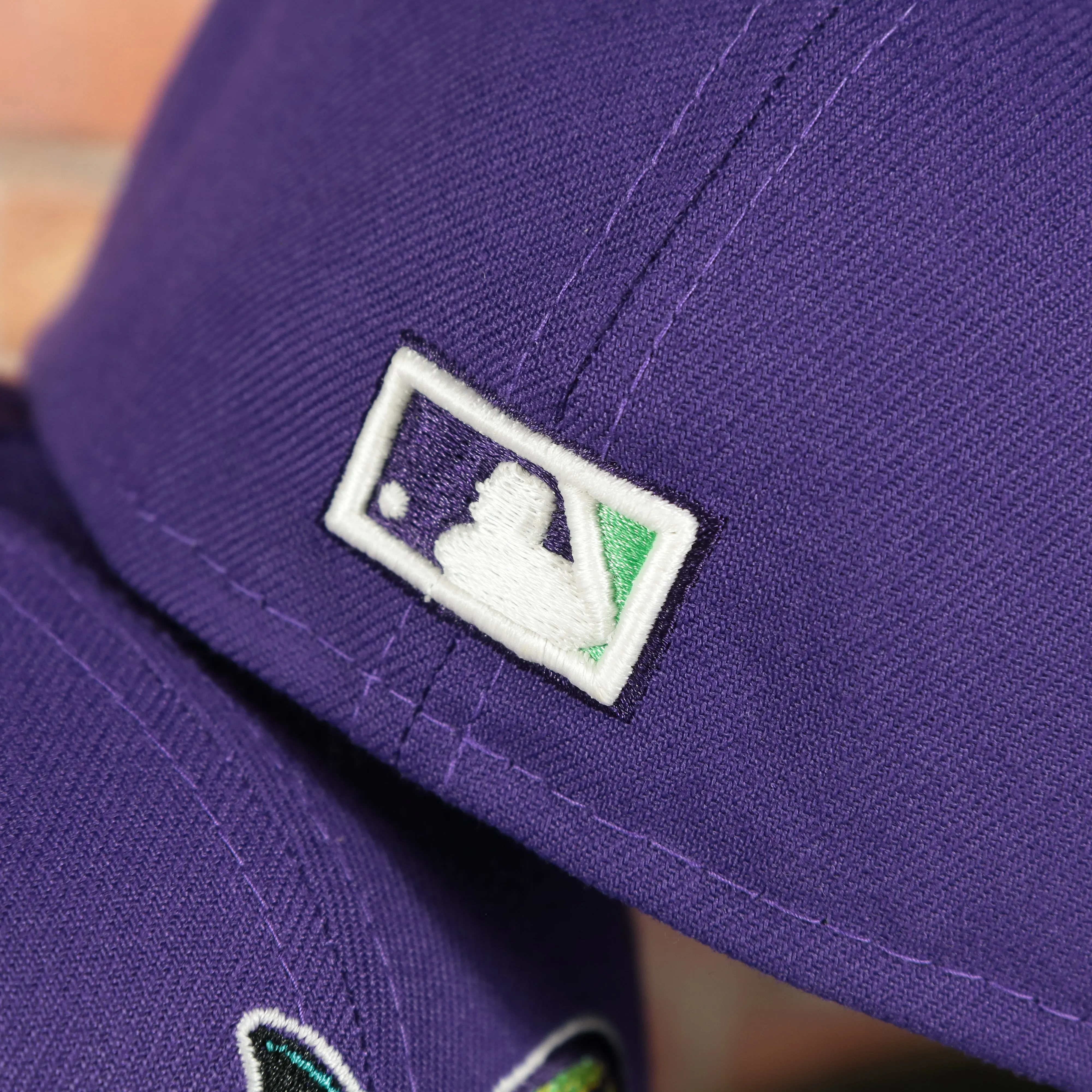 Tampa Bay Devil Rays 1998 Inaugural Season Side Patch Purple 59Fifty Green Bottom Fitted Cap | Donatello Pack