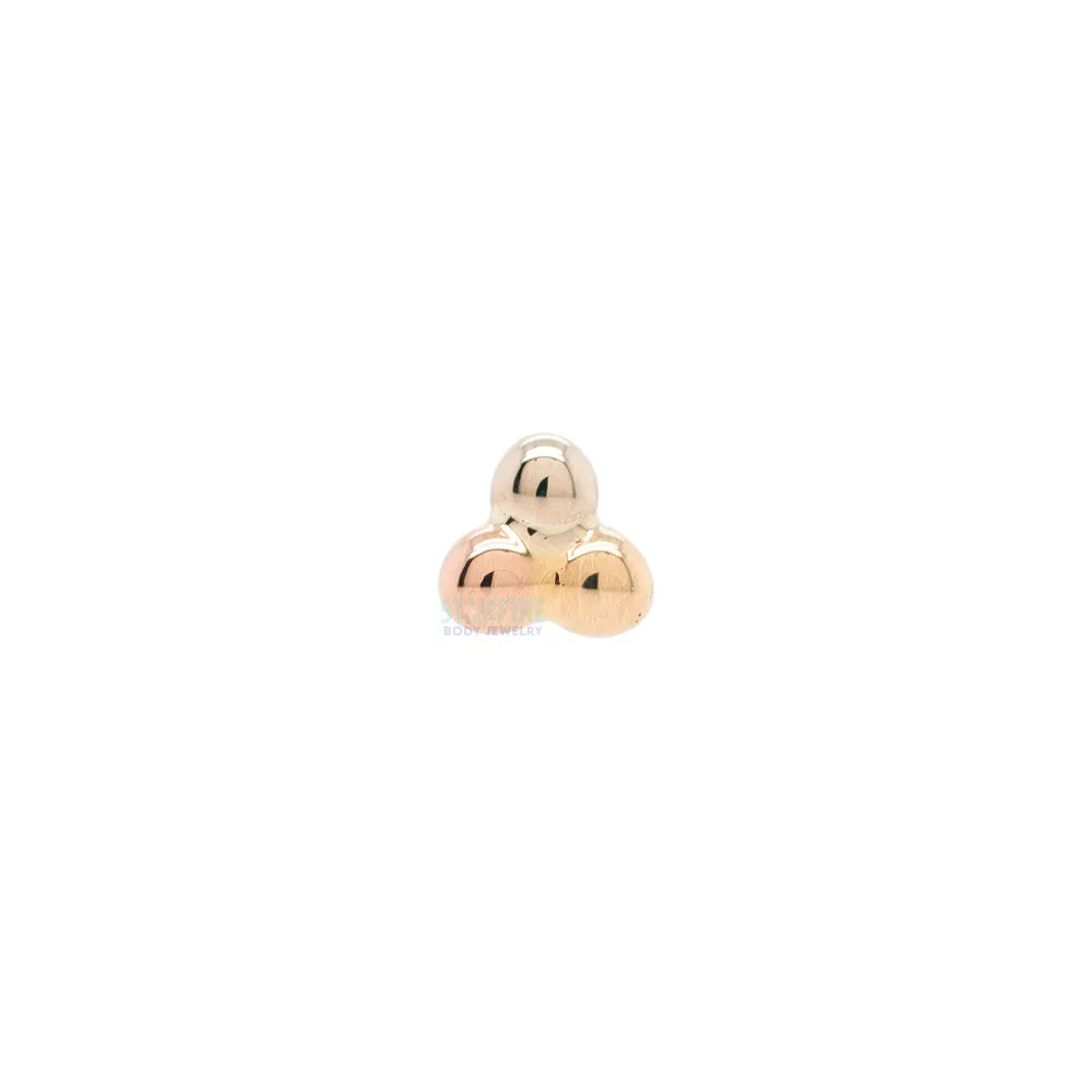 Tri Bead Cluster Nostril Screw in Tri Tone (Yellow, White & Rose) Gold