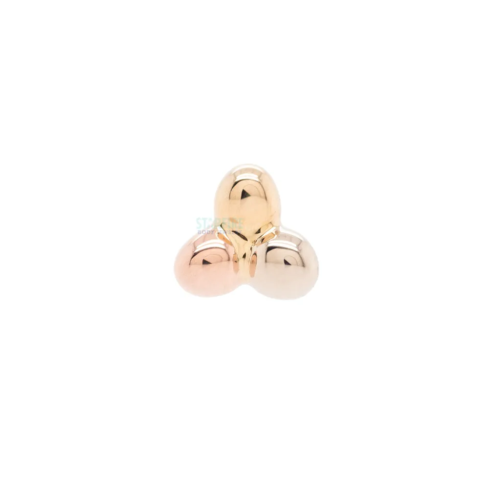 Tri Bead Cluster Nostril Screw in Tri Tone (Yellow, White & Rose) Gold