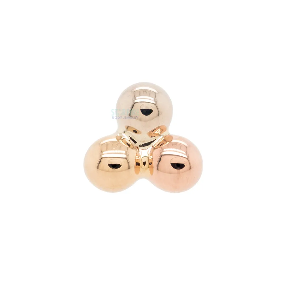 Tri Bead Cluster Nostril Screw in Tri Tone (Yellow, White & Rose) Gold