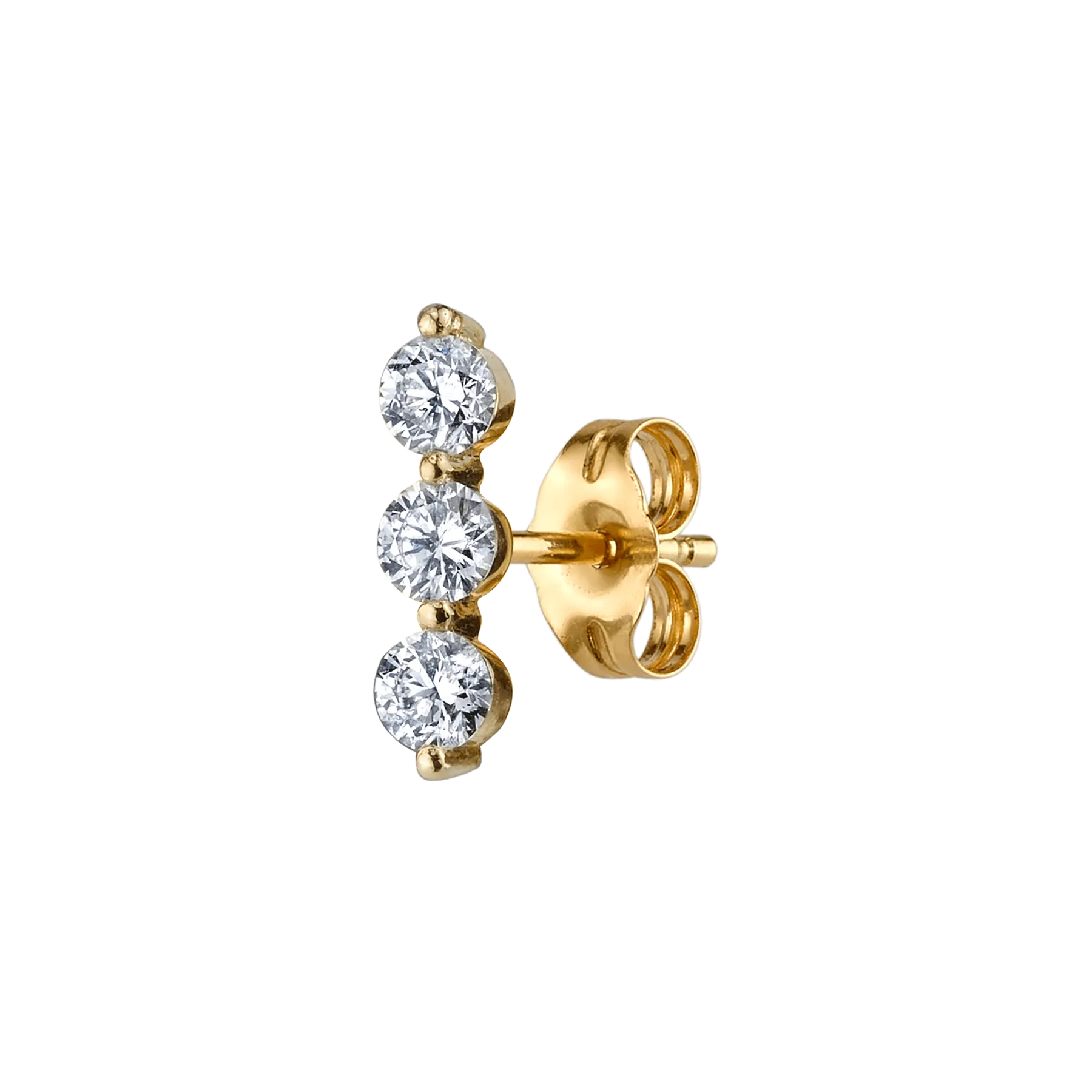 Triple Stud - White Diamond / 14k Yellow Gold