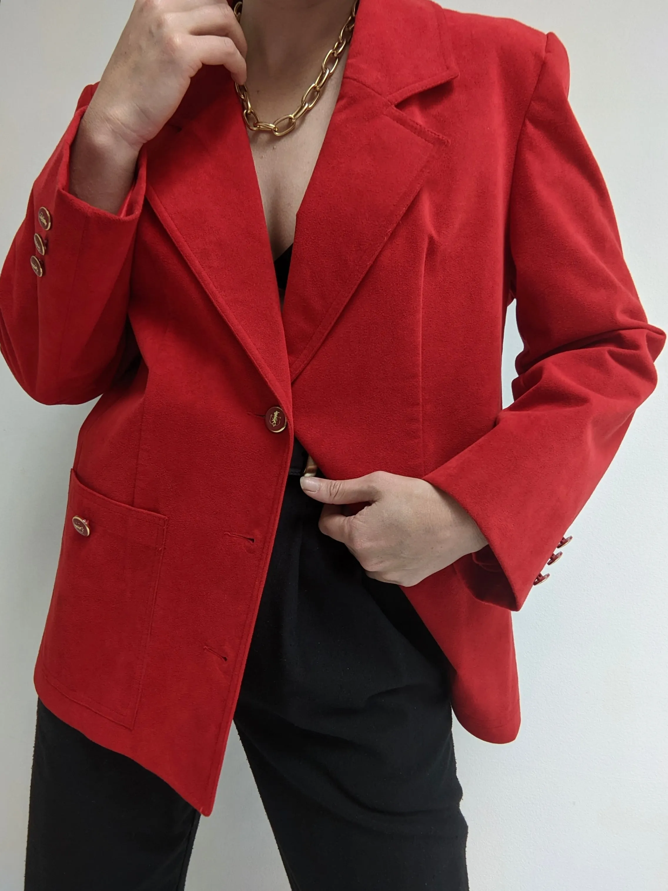 Vintage Crimson Vegan Suede Blazer