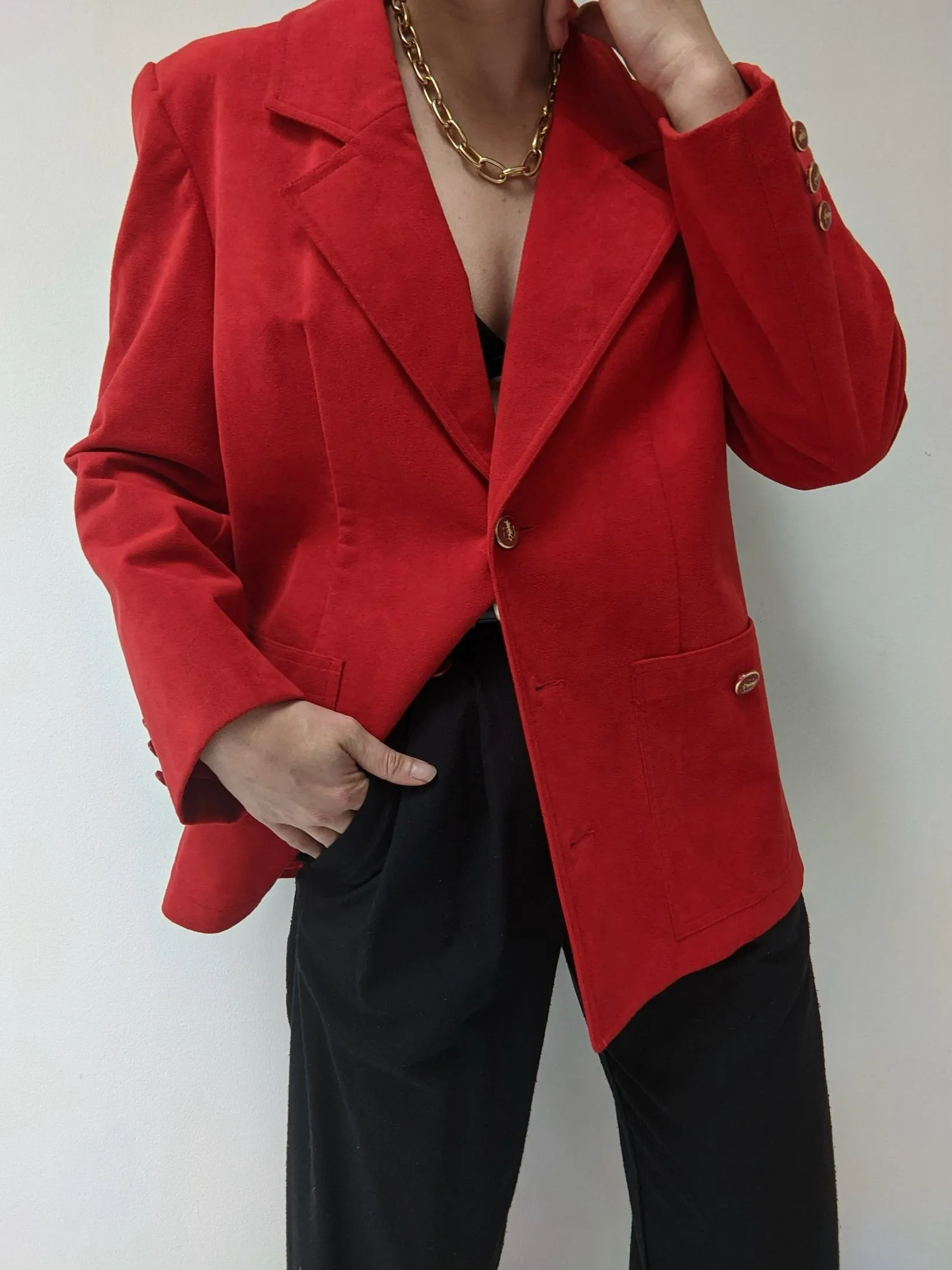 Vintage Crimson Vegan Suede Blazer