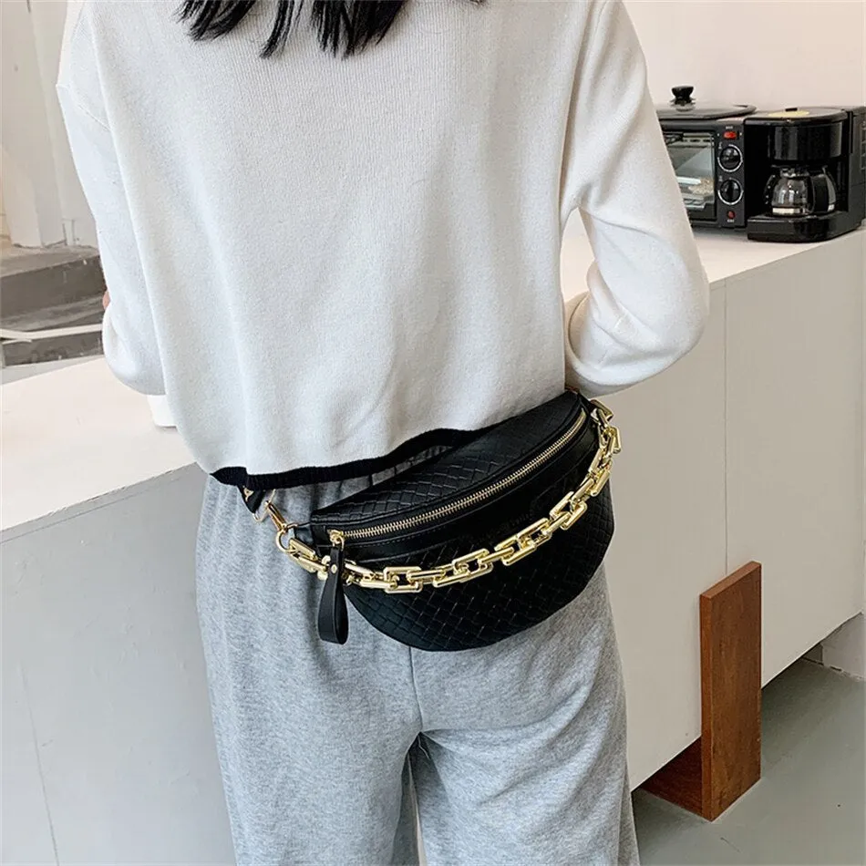 Women's Fashion Chain with Wide Strap Luxury Designer Waist Pack Bags