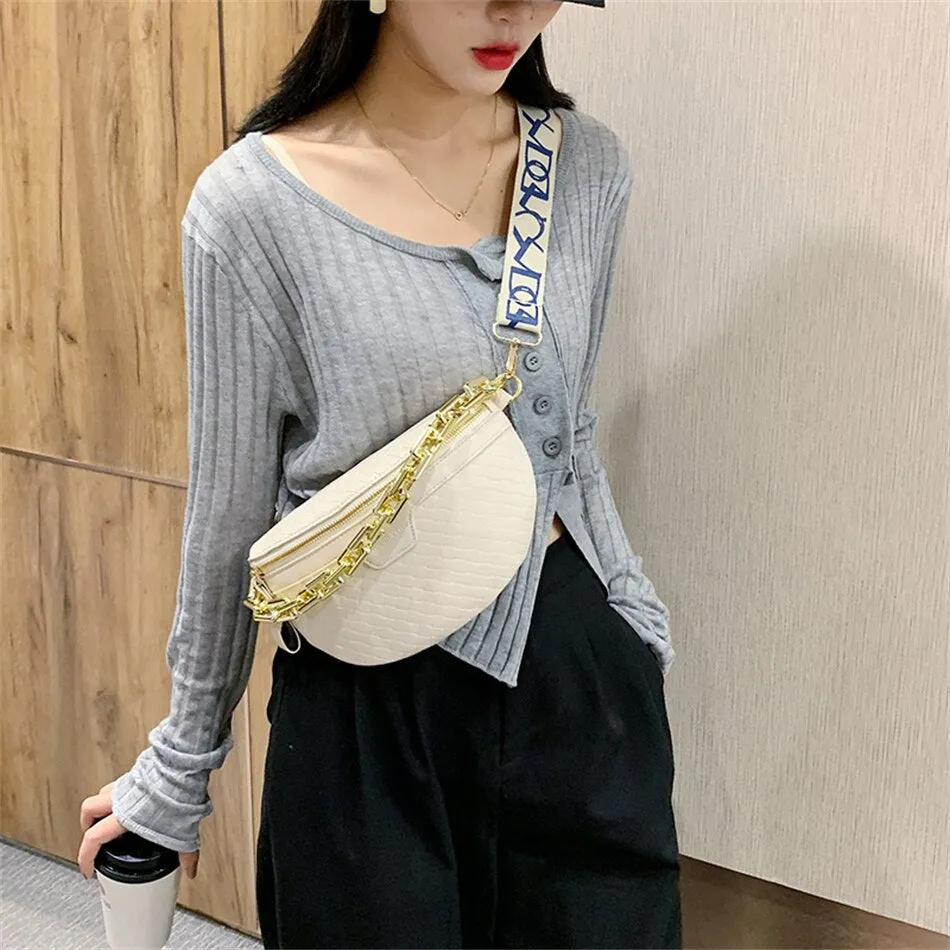 Women's Fashion Chain with Wide Strap Luxury Designer Waist Pack Bags