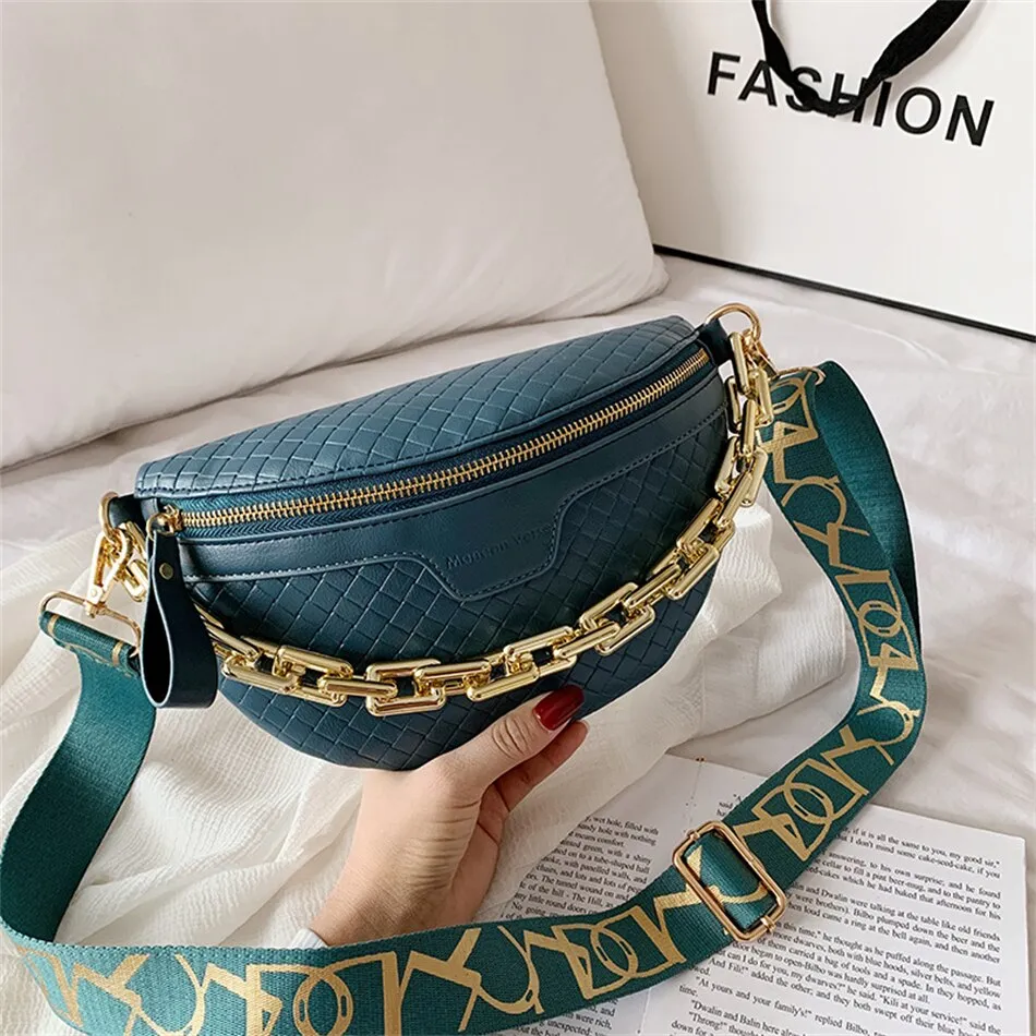 Women's Fashion Chain with Wide Strap Luxury Designer Waist Pack Bags