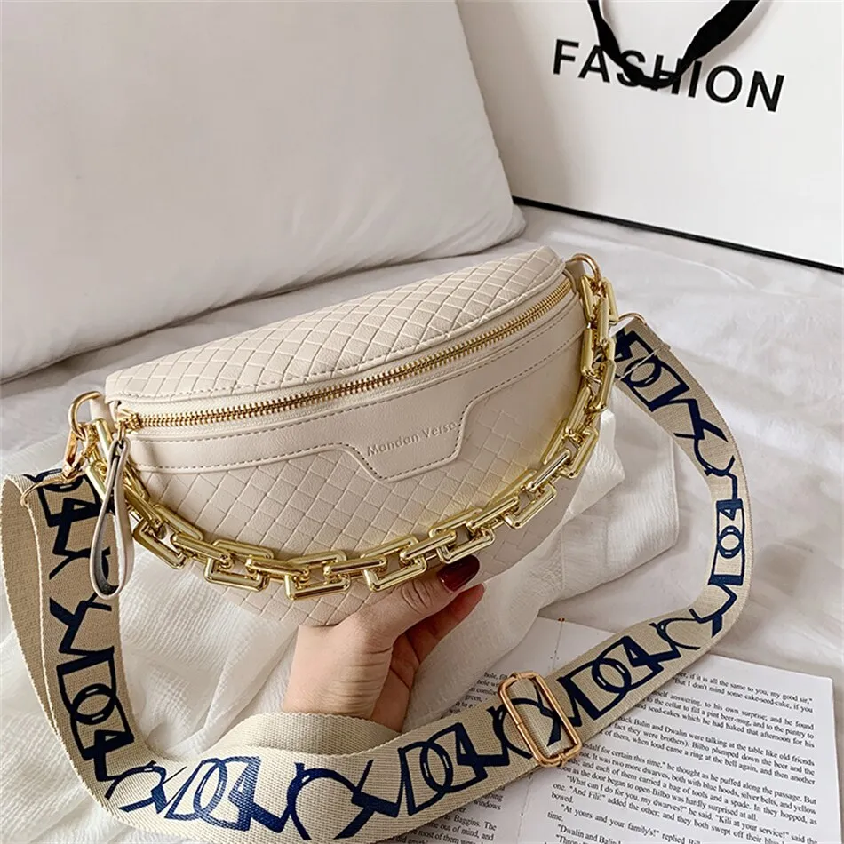 Women's Fashion Chain with Wide Strap Luxury Designer Waist Pack Bags