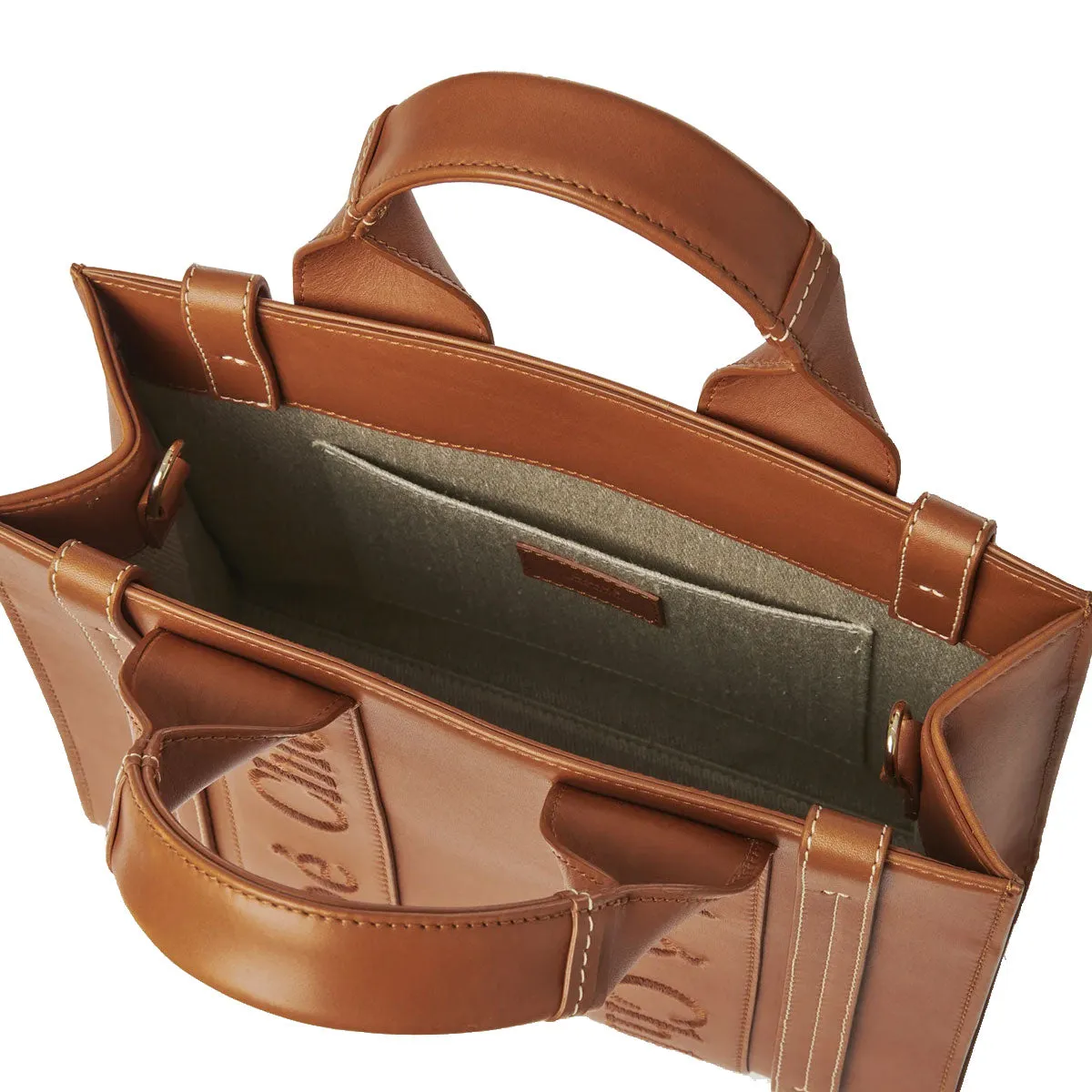 Woody Tote Small Leather, Caramel