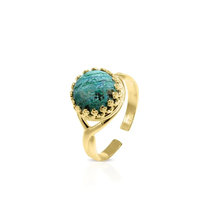 Yellow Gold Plated Blue Eilat 10mm Ring