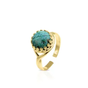 Yellow Gold Plated Blue Eilat 10mm Ring