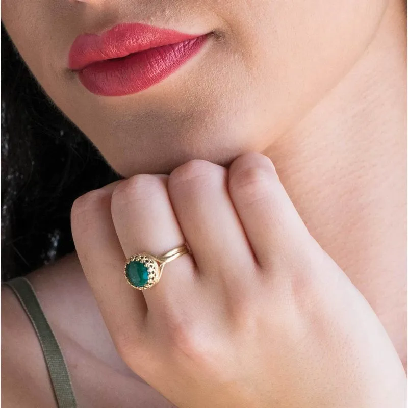 Yellow Gold Plated Blue Eilat 10mm Ring