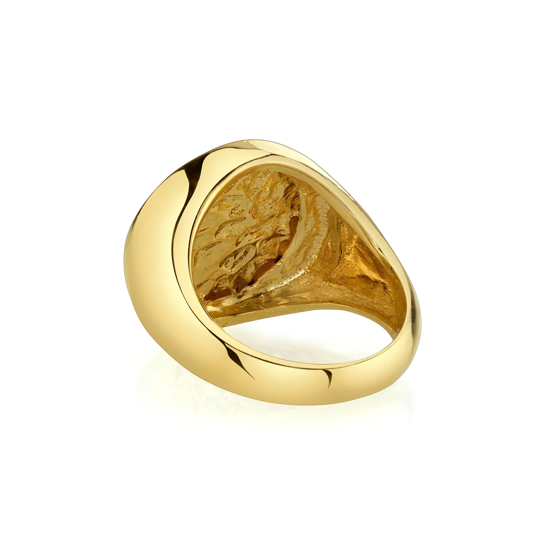 Zodiac Coin Ring - White Diamond / 14k Yellow Gold