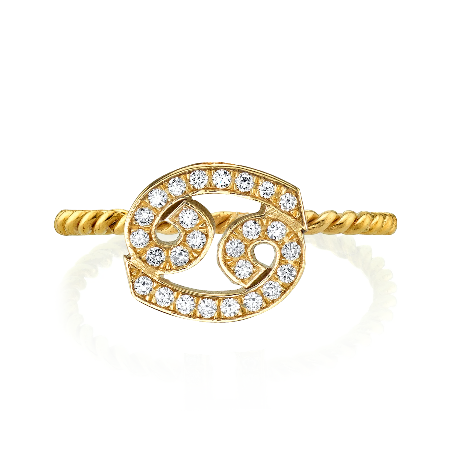 Zodiac Station Ring - White Diamond / 14k Yellow Gold