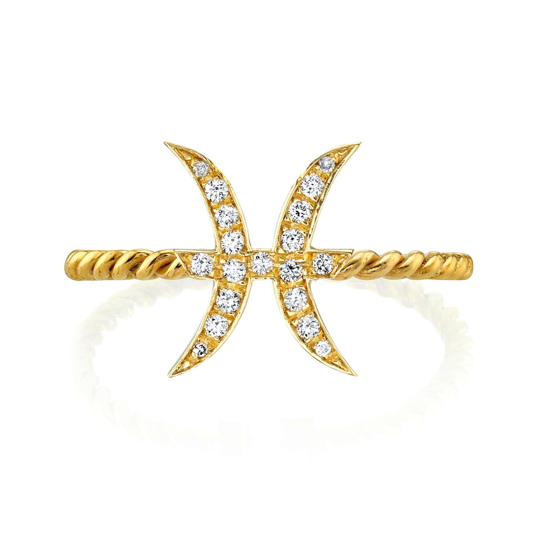 Zodiac Station Ring - White Diamond / 14k Yellow Gold