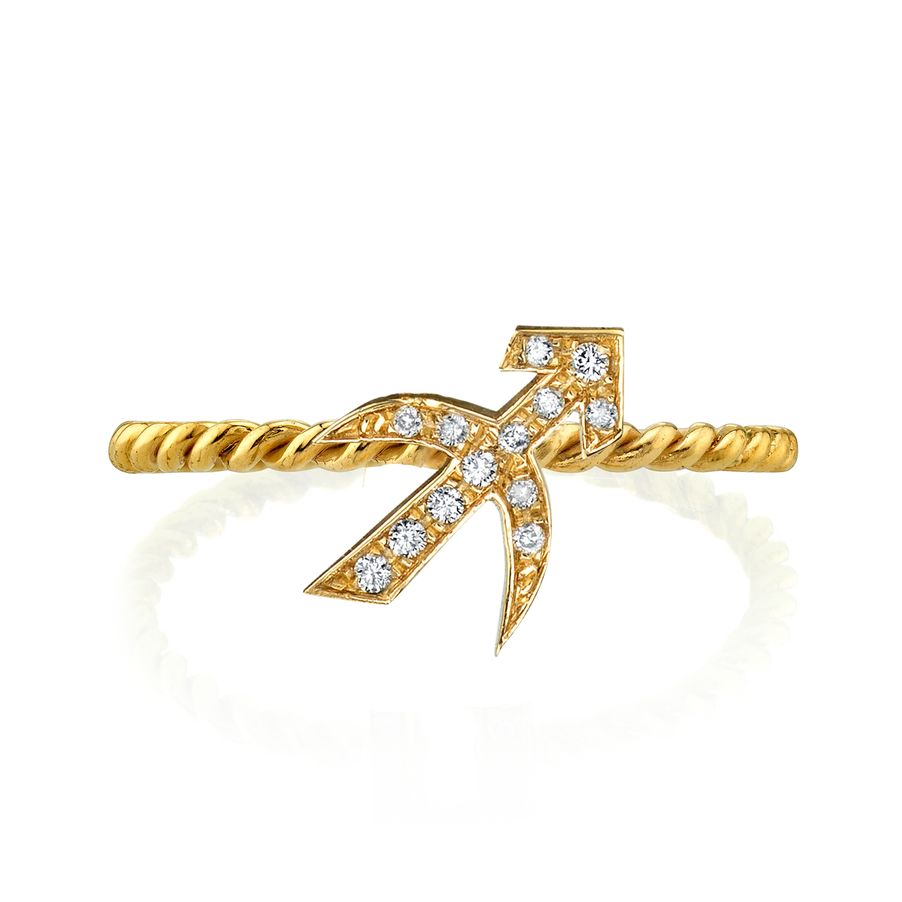 Zodiac Station Ring - White Diamond / 14k Yellow Gold