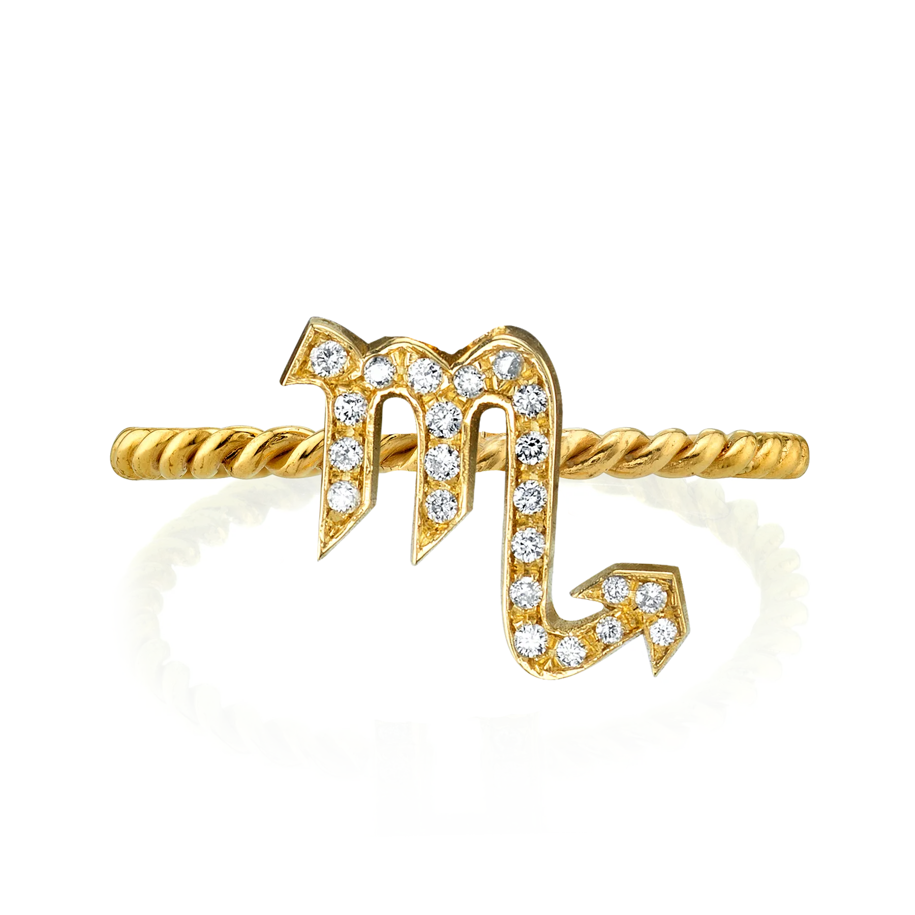 Zodiac Station Ring - White Diamond / 14k Yellow Gold