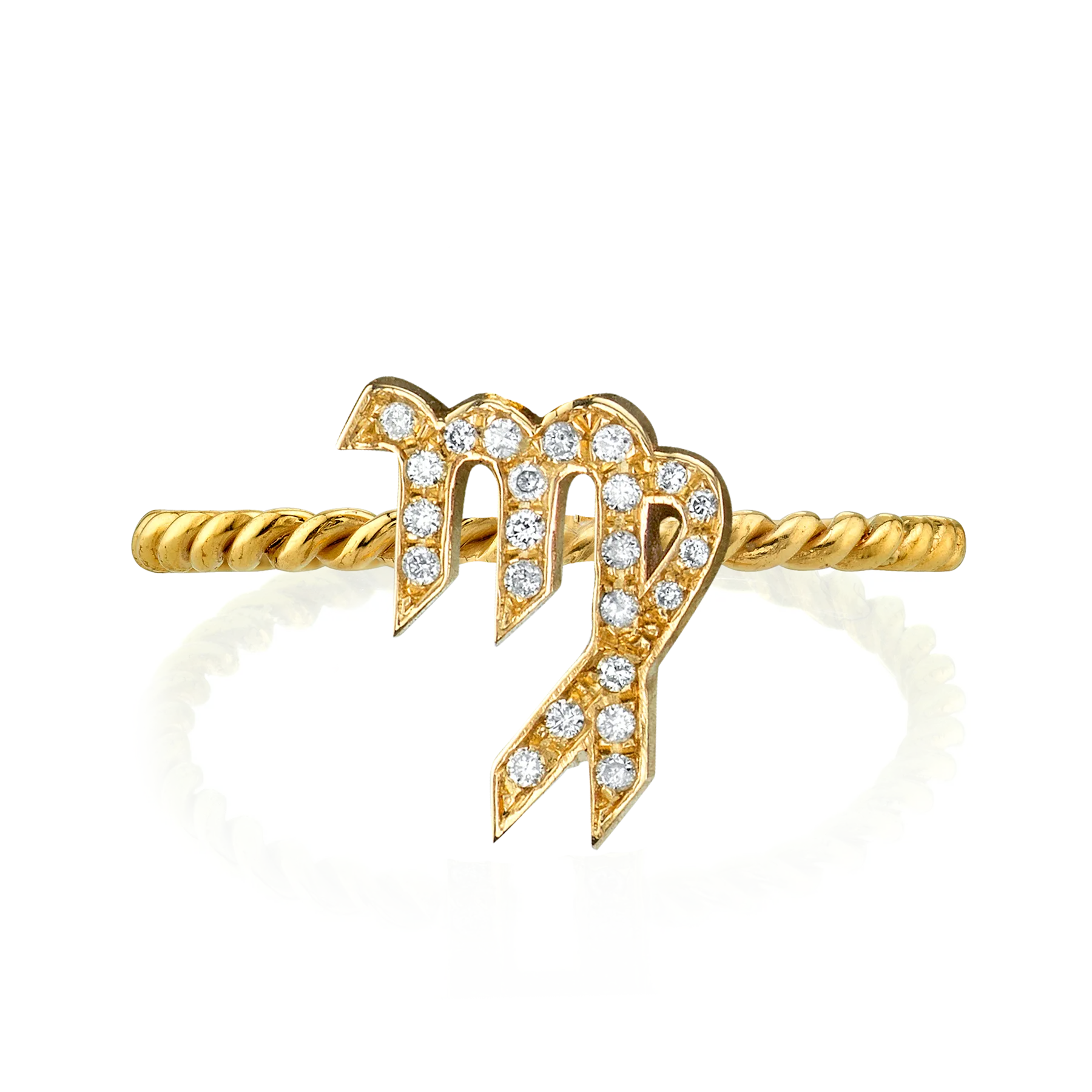 Zodiac Station Ring - White Diamond / 14k Yellow Gold