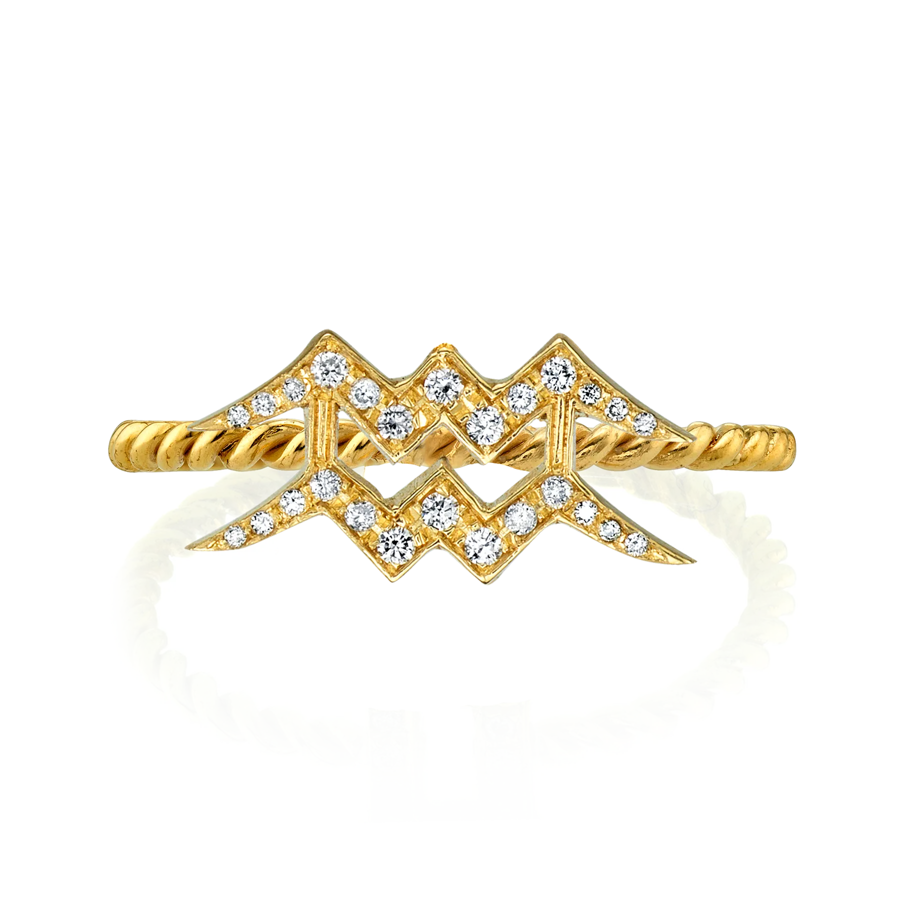 Zodiac Station Ring - White Diamond / 14k Yellow Gold