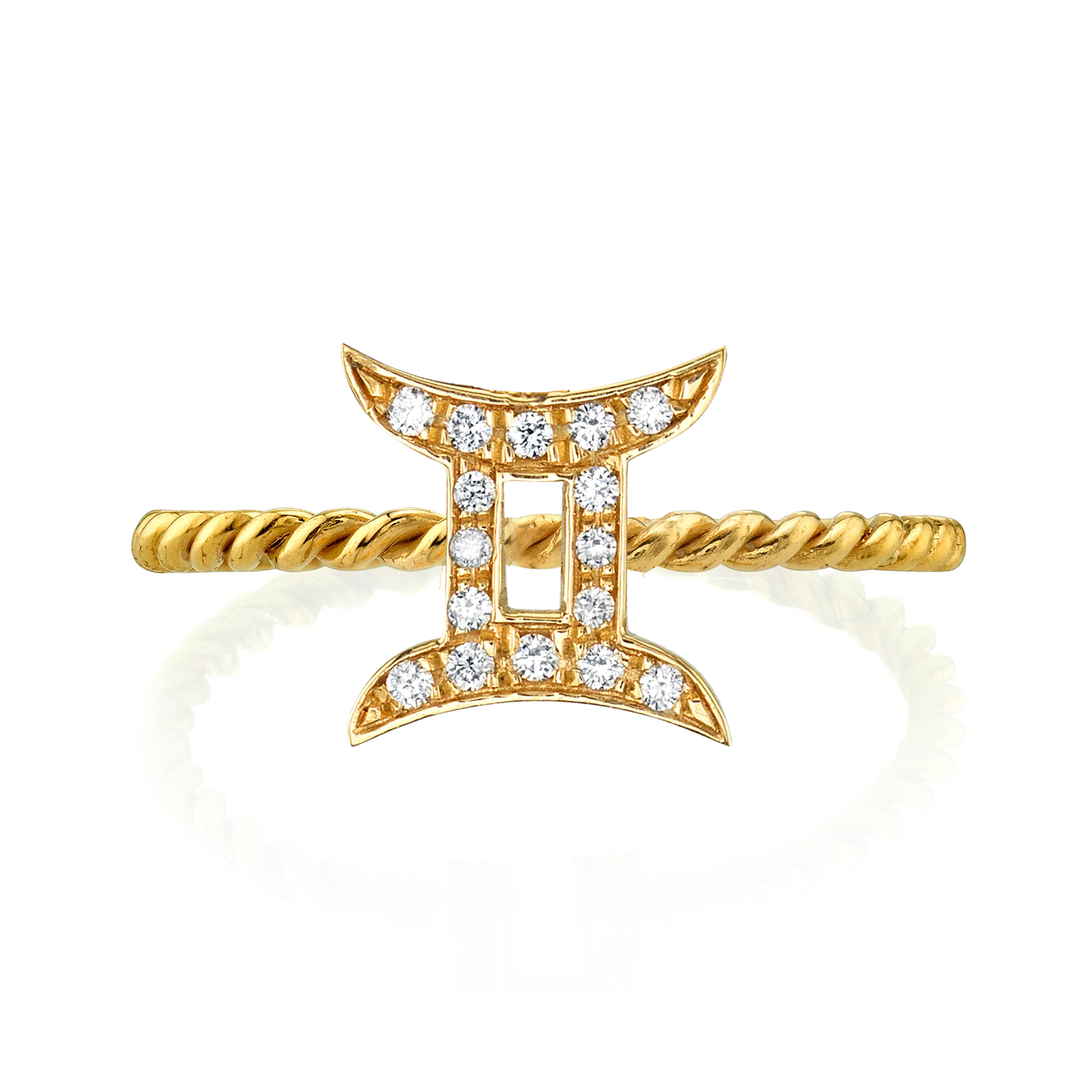 Zodiac Station Ring - White Diamond / 14k Yellow Gold