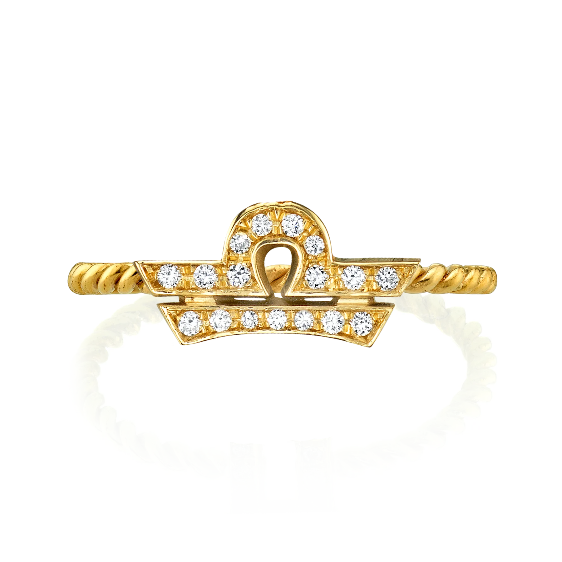 Zodiac Station Ring - White Diamond / 14k Yellow Gold