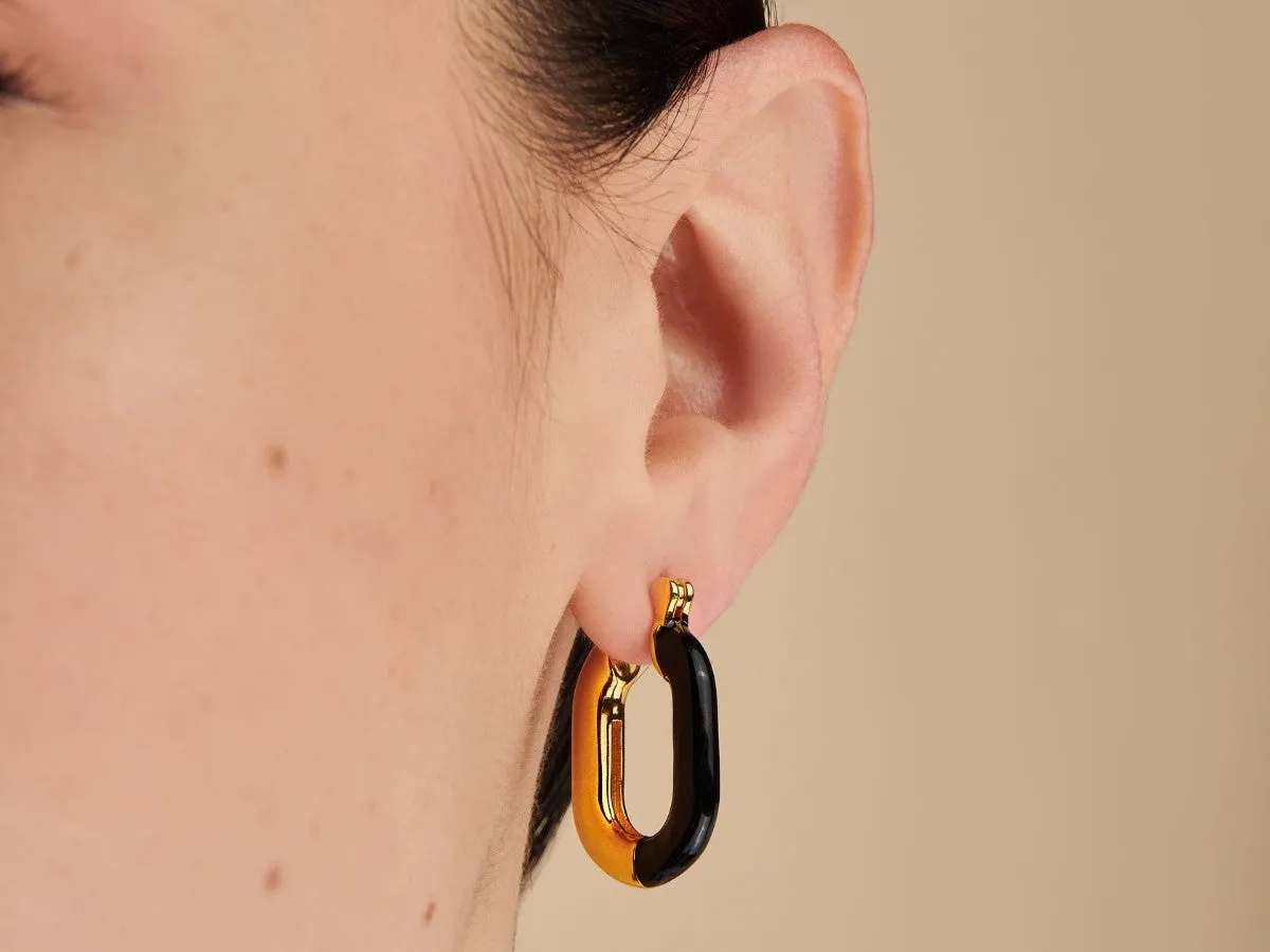 Zoey Black Enamel Hoops