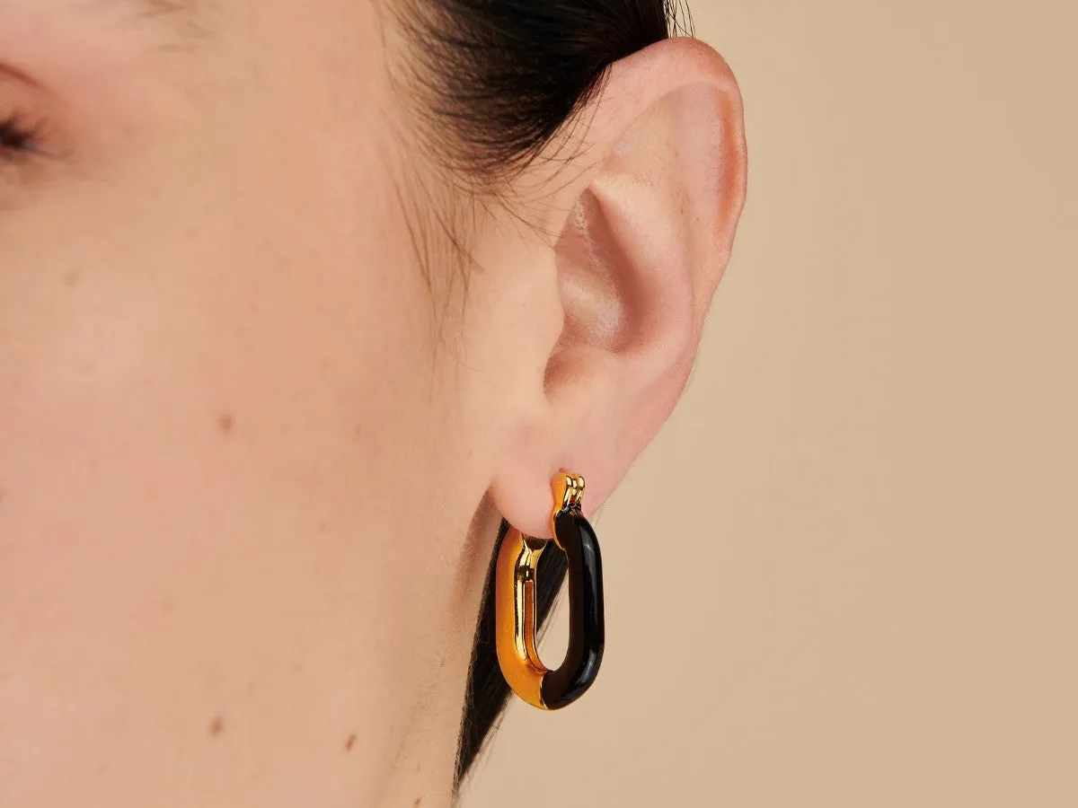 Zoey Black Enamel Hoops